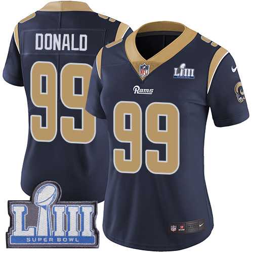 Women Nike Rams 99 Aaron Donald Navy 2019 Super Bowl LIII Vapor Untouchable Limited Jersey,We sell and wholesale Women Nike Rams 99 Aaron Donald Navy 2019 Super Bowl LIII Vapor Untouchable Limited Jersey on line form chian!